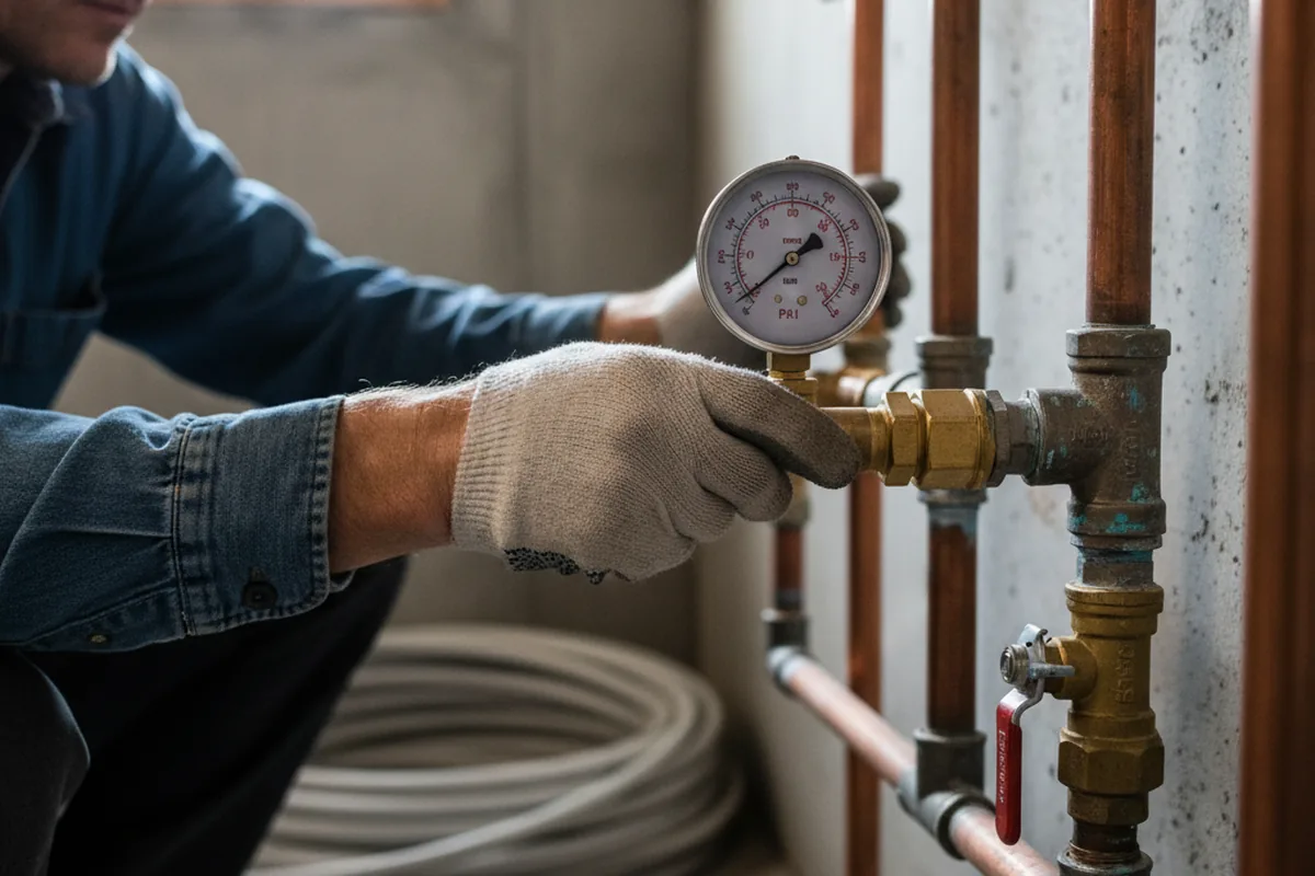 Pressure testing a repaired line during Water Line Repair in Palm Coast
